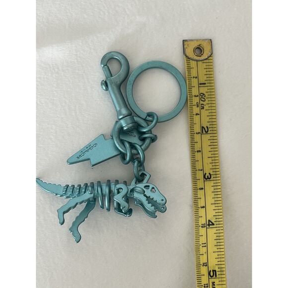 🦖 Coach Blue Turquoise Lighting Rexy Keychain Bag Charm For Purse Dinosaur - Picture 6 of 7